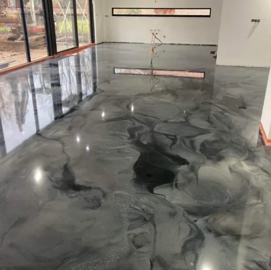 Sol en revêtement Epoxy métallique gris en Tunisie